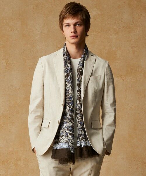 JOSEPH ABBOUD/ジョセフ アブード 【清涼/ストレッチ】ストレッチリネンシャンブレー ジャケット アイボリー系 BL JOSEPH ABBOUD/ジョセフ アブード 【清涼/ストレッチ】ストレッチリネンシャンブレー ジャケット アイボリー系 BL