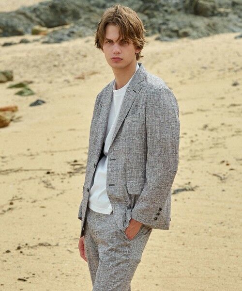 JOSEPH ABBOUD/ジョセフ アブード 【弱撥水/イージーケア/軽量/ストレッチ】クールピケ ジャケット ライトグレー系 M JOSEPH ABBOUD/ジョセフ アブード 【弱撥水/イージーケア/軽量/ストレッチ】クールピケ ジャケット ライトグレー系 M