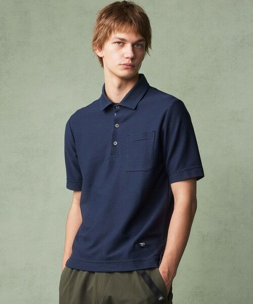 JOSEPH ABBOUD/ジョセフ アブード 【MADE IN JAPAN/吸水速乾】ダイヤモンドワッフル アウトドア ポロシャツ ネイビー系 L JOSEPH ABBOUD/ジョセフ アブード 【MADE IN JAPAN/吸水速乾】ダイヤモンドワッフル アウトドア ポロシャツ ネイビー系 L