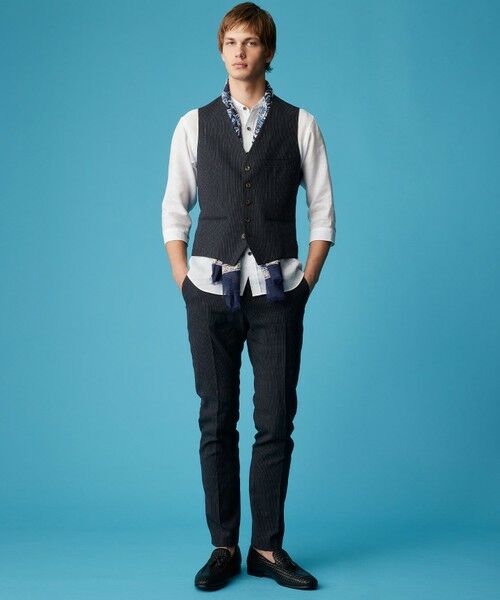 JOSEPH ABBOUD / ジョセフ アブード シャツ・ブラウス | 【キングサイズ・麻100％・軽い・涼しい】 モイスチャーリネンバンドカラーシャツ | 詳細2