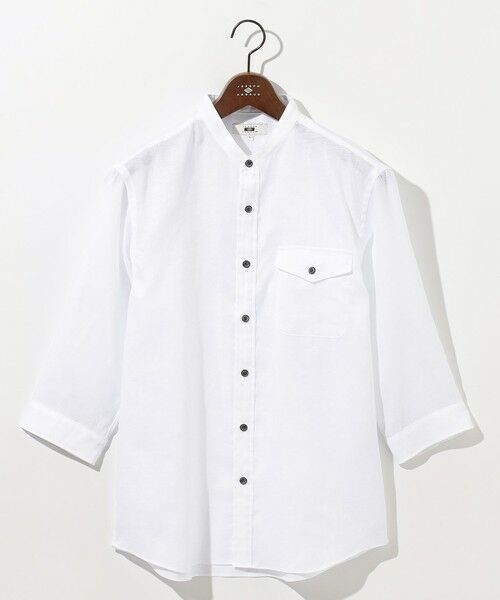 JOSEPH ABBOUD / ジョセフ アブード シャツ・ブラウス | 【キングサイズ・麻100％・軽い・涼しい】 モイスチャーリネンバンドカラーシャツ | 詳細4