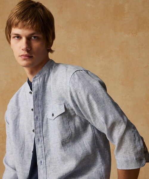 JOSEPH ABBOUD / ジョセフ アブード シャツ・ブラウス | 【キングサイズ・麻100％・軽い・涼しい】 モイスチャーリネンバンドカラーシャツ | 詳細6