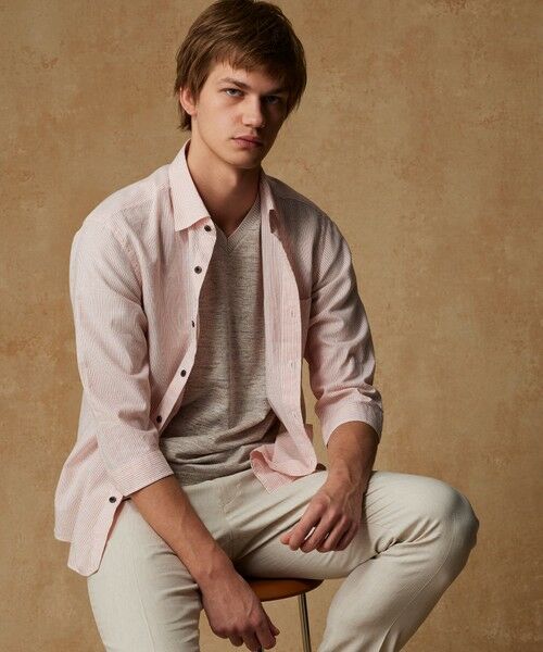 JOSEPH ABBOUD / ジョセフ アブード シャツ・ブラウス | 【キングサイズ・サスティナブル・7分袖】コットンリヨセルリネンコードストライプ シャツ | 詳細2