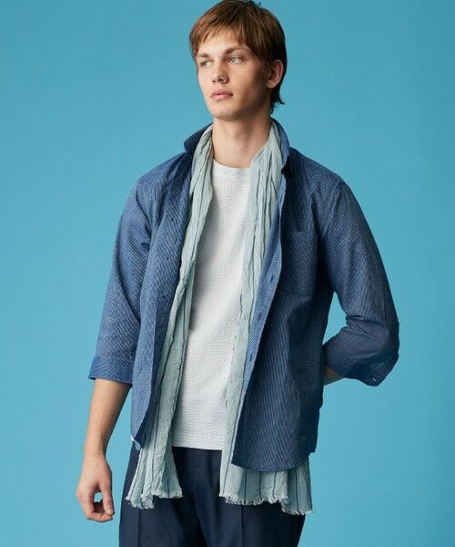 JOSEPH ABBOUD / ジョセフ アブード シャツ・ブラウス | 【キングサイズ・サスティナブル・7分袖】コットンリヨセルリネンコードストライプ シャツ | 詳細17