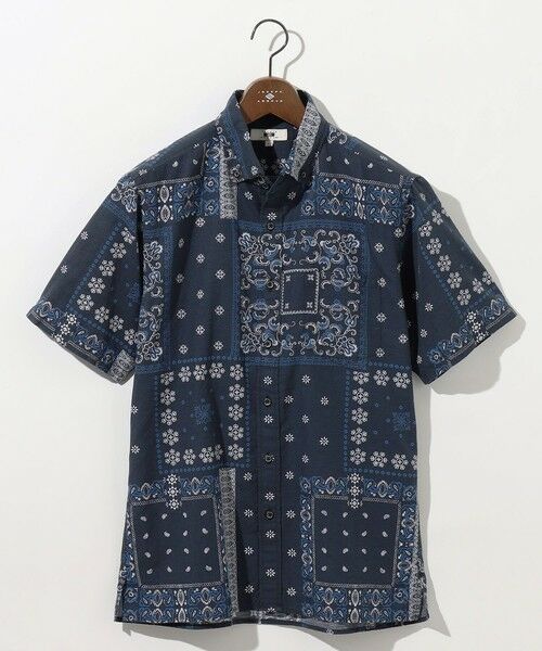 JOSEPH ABBOUD/ジョセフ アブード 【サスティナブル素材】コットンリヨセルリネンバンダナプリント シャツ ネイビー系6 L JOSEPH ABBOUD/ジョセフ アブード 【サスティナブル素材】コットンリヨセルリネンバンダナプリント シャツ ネイビー系6 L