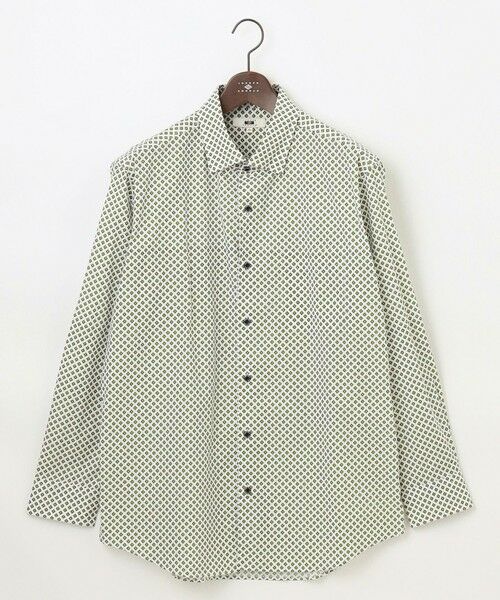JOSEPH ABBOUD/ジョセフ アブード 【キングサイズ・オーガニックコットン使用】ジオメトリックパターンシャツ ライトグリーン系5 3L JOSEPH ABBOUD/ジョセフ アブード 【キングサイズ・オーガニックコットン使用】ジオメトリックパターンシャツ ライトグリーン系5 3L