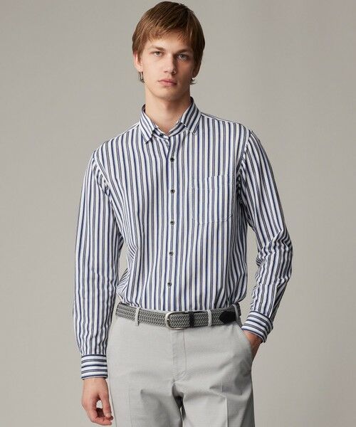 JOSEPH ABBOUD/ジョセフ アブード 【ストレッチ・イージーケア】ジャージーストライプシャツ サックスブルー系1 L JOSEPH ABBOUD/ジョセフ アブード 【ストレッチ・イージーケア】ジャージーストライプシャツ サックスブルー系1 L