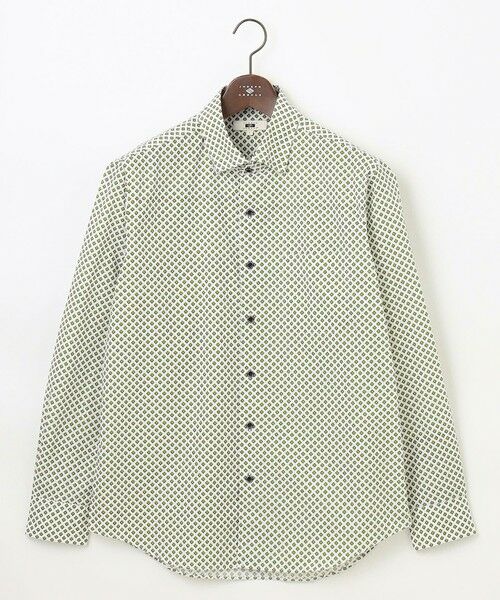 JOSEPH ABBOUD/ジョセフ アブード 【オーガニックコットン使用】ジオメトリックパターンシャツ ライトグリーン系5 M JOSEPH ABBOUD/ジョセフ アブード 【オーガニックコットン使用】ジオメトリックパターンシャツ ライトグリーン系5 M