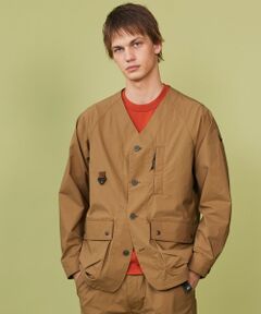 JOSEPH ABBOUD / ジョセフ アブード ナイロンジャケット | 【軽量】ハイパワーストレッチカルゼ ノーカラーアウトドアブルゾン