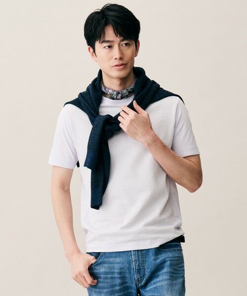 JOSEPH ABBOUD / ジョセフ アブード カットソー | 【キングサイズ・オーガニックコットン使用・日本製・26SS新色】JOEコットンサッカークルーネック Tシャツ | 詳細1