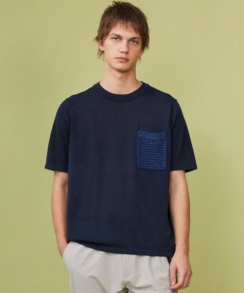 JOSEPH ABBOUD/ジョセフ アブード 【エコ素材・軽量・通気性・速乾性】ペーパーヤーンニット Tシャツ ネイビー系 S JOSEPH ABBOUD/ジョセフ アブード 【エコ素材・軽量・通気性・速乾性】ペーパーヤーンニット Tシャツ ネイビー系 S