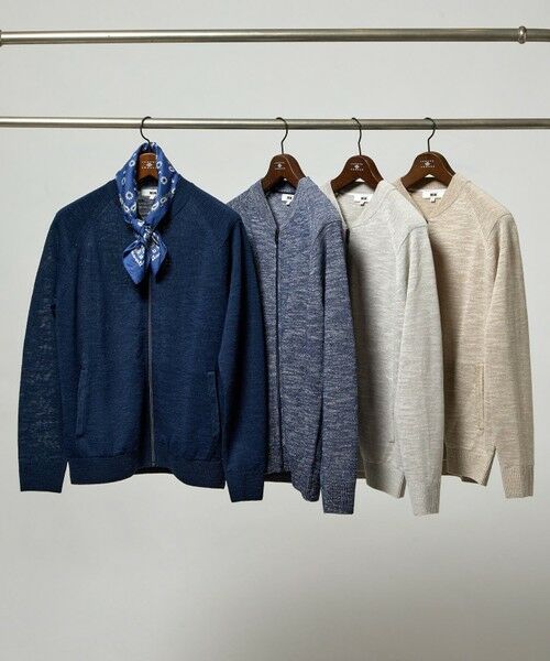 JOSEPH ABBOUD/ジョセフ アブード 【キングサイズ・イタリア糸使用/清涼感/軽い/洗える/サスティナブル】スラブギマ ニット ジップ ブルゾン ネイビー系 2L JOSEPH ABBOUD/ジョセフ アブード 【キングサイズ・イタリア糸使用/清涼感/軽い/洗える/サスティナブル】スラブギマ ニット ジップ ブルゾン ネイビー系 2L