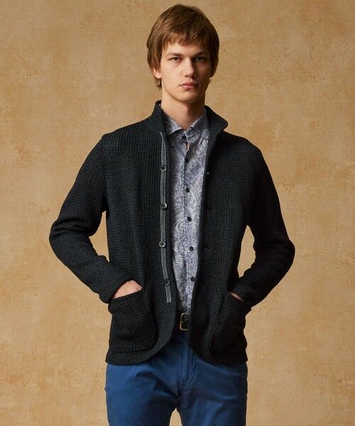 JOSEPH ABBOUD / ジョセフ アブード ニット・セーター | 【和紙使用エコ素材/日本素材/軽量/通気性/速乾性】和紙ムリネ ニット ジャケット | 詳細12