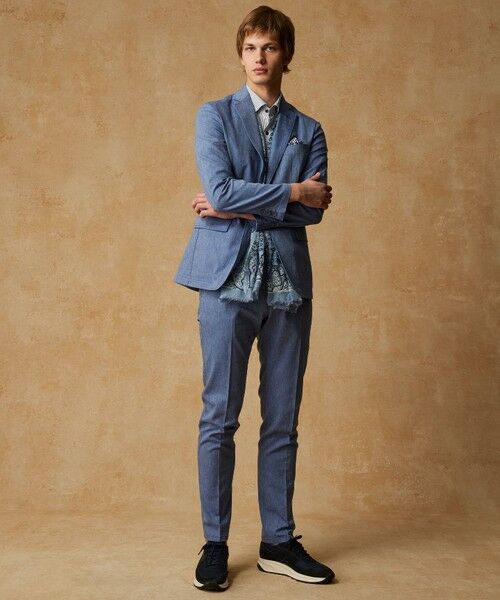 JOSEPH ABBOUD / ジョセフ アブード その他パンツ | 【キングサイズ・ウエストも伸びる/清涼/ストレッチ】ストレッチリネンシャンブレーパンツ | 詳細1