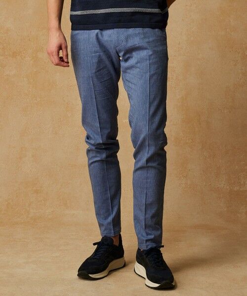 JOSEPH ABBOUD/ジョセフ アブード 【ウエストも伸びる/清涼/ストレッチ】ストレッチリネンシャンブレーパンツ サックスブルー系 32 JOSEPH ABBOUD/ジョセフ アブード 【ウエストも伸びる/清涼/ストレッチ】ストレッチリネンシャンブレーパンツ サックスブルー系 32