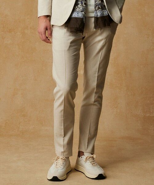 JOSEPH ABBOUD/ジョセフ アブード 【ウエストも伸びる/清涼/ストレッチ】ストレッチリネンシャンブレーパンツ アイボリー系 32 JOSEPH ABBOUD/ジョセフ アブード 【ウエストも伸びる/清涼/ストレッチ】ストレッチリネンシャンブレーパンツ アイボリー系 32