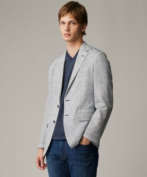 JOSEPH ABBOUD/ジョセフ アブード 【キングサイズ・洗える・軽量・ストレッチ・速乾】ノルマンディーリネントップ ジャージー ジャケット サックスブルー系 2L JOSEPH ABBOUD/ジョセフ アブード 【キングサイズ・洗える・軽量・ストレッチ・速乾】ノルマンディーリネントップ ジャージー ジャケット サックスブルー系 2L