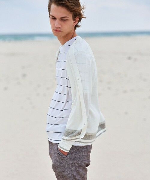 JOSEPH ABBOUD / ジョセフ アブード カットソー | 【キングサイズ・和紙ニット/日本素材・縫製/ 軽量/通気性/速乾性】和紙フライスボーダー Tシャツ | 詳細2