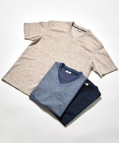 JOSEPH ABBOUD / ジョセフ アブード カットソー | 【キングサイズ・リネン素材/吸水速乾/日本素材】リネンハニカム Vネック Tシャツ