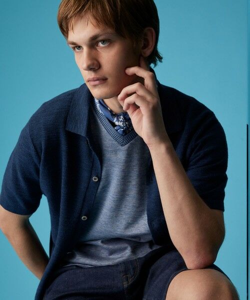 JOSEPH ABBOUD / ジョセフ アブード カットソー | 【キングサイズ・リネン素材/吸水速乾/日本素材】リネンハニカム Vネック Tシャツ | 詳細15