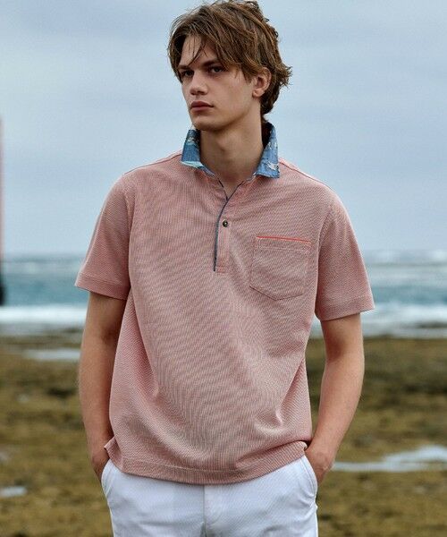 JOSEPH ABBOUD/ジョセフ アブード ギフトに!【老舗アロハブランドとコラボレーション】カハラ アロハ ダディ ポロシャツ オレンジ系 LL JOSEPH ABBOUD/ジョセフ アブード ギフトに!【老舗アロハブランドとコラボレーション】カハラ アロハ ダディ ポロシャツ オレンジ系 LL