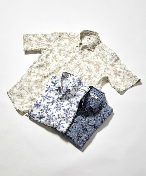 JOSEPH ABBOUD/ジョセフ アブード 【吸水速乾/ストレッチ/ノルマンディーリネン】リネンハニカム プリントジャージー シャツ ホワイト系6 L JOSEPH ABBOUD/ジョセフ アブード 【吸水速乾/ストレッチ/ノルマンディーリネン】リネンハニカム プリントジャージー シャツ ホワイト系6 L