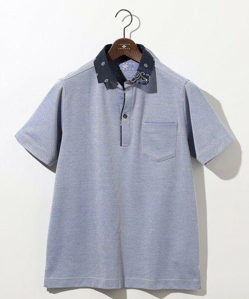 Roots Men's☆ 穴開きコットンニット・半袖ポロシャツ 愛されて20年！オーガニックコットン使用】 バンダナプリント