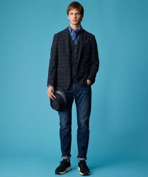 JOSEPH ABBOUD / ジョセフ アブード ベスト | 【イタリア素材/軽量/ストレッチ】サマーツィードジャージーチェック プリント ベスト | 詳細1