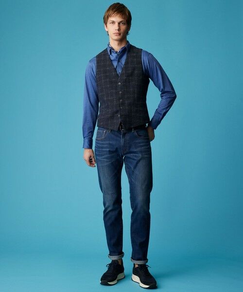 JOSEPH ABBOUD / ジョセフ アブード ベスト | 【イタリア素材/軽量/ストレッチ】サマーツィードジャージーチェック プリント ベスト | 詳細2