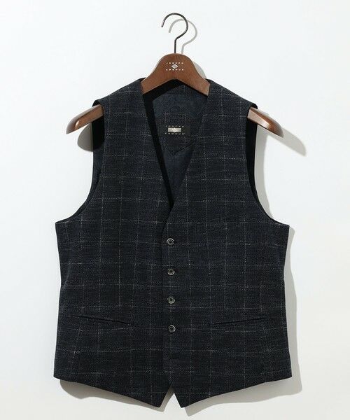 JOSEPH ABBOUD / ジョセフ アブード ベスト | 【イタリア素材/軽量/ストレッチ】サマーツィードジャージーチェック プリント ベスト | 詳細3