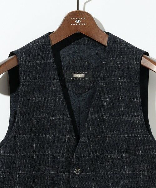 JOSEPH ABBOUD / ジョセフ アブード ベスト | 【イタリア素材/軽量/ストレッチ】サマーツィードジャージーチェック プリント ベスト | 詳細4