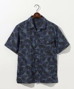 JOSEPH ABBOUD / ジョセフ アブード シャツ・ブラウス | 【通気性・腰ポケット付き】ジャングルリーフプリント 半袖シャツ