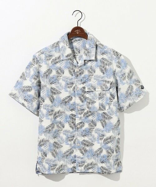 JOSEPH ABBOUD / ジョセフ アブード シャツ・ブラウス | 【通気性・腰ポケット付き】ジャングルリーフプリント 半袖シャツ(ホワイト系6)