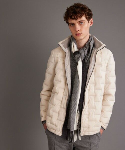 JOSEPH ABBOUD / ジョセフ アブード ダウンジャケット・ベスト | 【軽量/ポケッタブル/撥水】 2WAYストレッチ・パッカブル ダウン ブルゾン(アイボリー系)