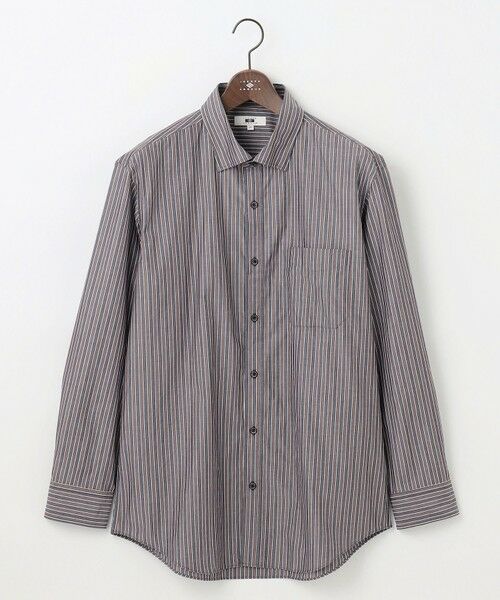 JOSEPH ABBOUD/ジョセフ アブード 【キングサイズ・シルク×綿ブレンド】シルクコットンストライプ シャツ ダークブラウン系1 2L JOSEPH ABBOUD/ジョセフ アブード 【キングサイズ・シルク×綿ブレンド】シルクコットンストライプ シャツ ダークブラウン系1 2L