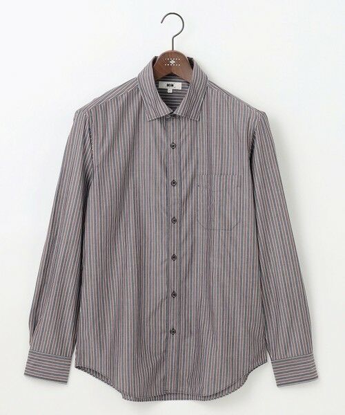 JOSEPH ABBOUD/ジョセフ アブード 【シルク×綿ブレンド】シルクコットンストライプ シャツ ダークブラウン系1 M JOSEPH ABBOUD/ジョセフ アブード 【シルク×綿ブレンド】シルクコットンストライプ シャツ ダークブラウン系1 M