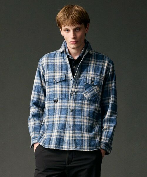 JOSEPH ABBOUD/ジョセフ アブード 【大人の山シャツ】メランジチェックシャツ ダルブルー系4 S JOSEPH ABBOUD/ジョセフ アブード 【大人の山シャツ】メランジチェックシャツ ダルブルー系4 S