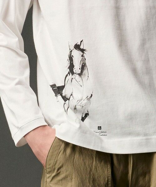 JOSEPH ABBOUD/ジョセフ アブード 【テーム・ヤルヴィモチーフ】プレーティング天竺 ロングTシャツ ホワイト×ホース M