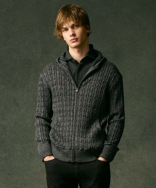 JOSEPH ABBOUD / ジョセフ アブード ニット・セーター | 【キングサイズ・オリジナルオーガニックコットン使用/サスティナブル】JOE COTTONケーブル ニットパーカー | 詳細11