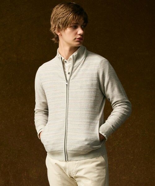 JOSEPH ABBOUD / ジョセフ アブード カーディガン・ボレロ | 【軽い】シェニールヤーンジャカード ジップ ブルゾン | 詳細2