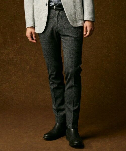 JOSEPH ABBOUD/ジョセフ アブード 【ウエストも伸びる!オーガニックコットン使用】ムリネへリンボンストレッチ パンツ グレー系 34 JOSEPH ABBOUD/ジョセフ アブード 【ウエストも伸びる!オーガニックコットン使用】ムリネへリンボンストレッチ パンツ グレー系 34