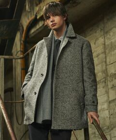 JOSEPH ABBOUD / ジョセフ アブード ステンカラーコート | 【キングサイズ・尾州産カシミヤブレンド素材/軽量】カシミヤブレンドアルパカヘリンボーン ステンカラーコート