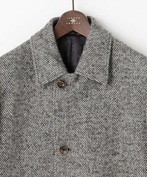 JOSEPH ABBOUD / ジョセフ アブード ステンカラーコート | 【キングサイズ・尾州産カシミヤブレンド素材/軽量】カシミヤブレンドアルパカヘリンボーン ステンカラーコート | 詳細8