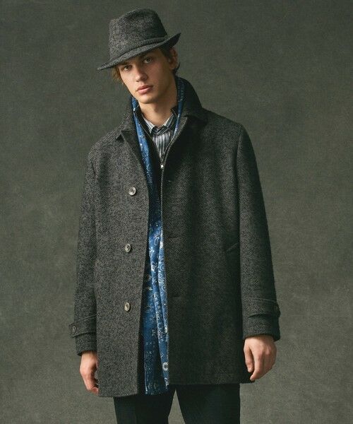 JOSEPH ABBOUD / ジョセフ アブード ステンカラーコート | 【キングサイズ・尾州産カシミヤブレンド素材/軽量】カシミヤブレンドアルパカヘリンボーン ステンカラーコート | 詳細17