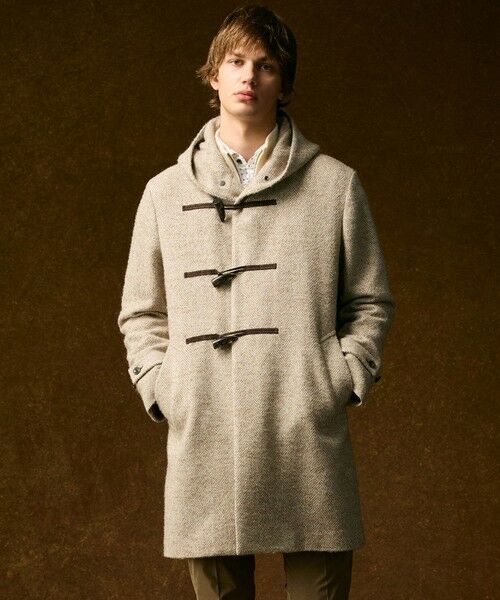 JOSEPH ABBOUD / ジョセフ アブード ダッフルコート | 【キングサイズ・尾州産カシミヤブレンド×アルパカ混素材】カシミヤブレンドアルパカヘリンボン ダッフルコート | 詳細1