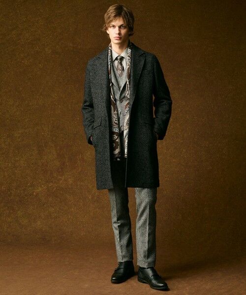 JOSEPH ABBOUD / ジョセフ アブード その他アウター | 【尾州産カシミヤブレンド×アルパカ混素材】カシミヤブレンドアルパカヘリンボン チェスターコート | 詳細1