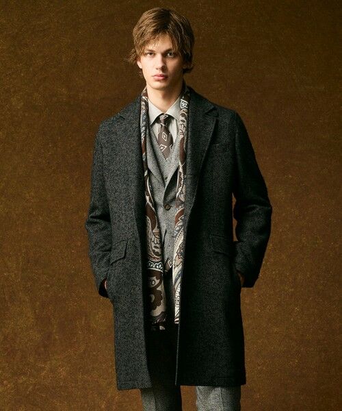 JOSEPH ABBOUD / ジョセフ アブード その他アウター | 【尾州産カシミヤブレンド×アルパカ混素材】カシミヤブレンドアルパカヘリンボン チェスターコート | 詳細2