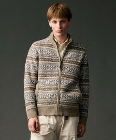 JOSEPH ABBOUD / ジョセフ アブード ニット・セーター | 【軽量/ソフト】ラム×モールジャカード ニットブルゾン