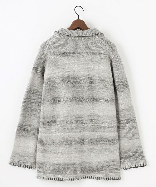 JOSEPH ABBOUD / ジョセフ アブード カーディガン・ボレロ | 【キングサイズ・インポート素材/アルパカブレンド/軽い】アルパカブレンドかすりボーダー ニット ジャケット | 詳細3