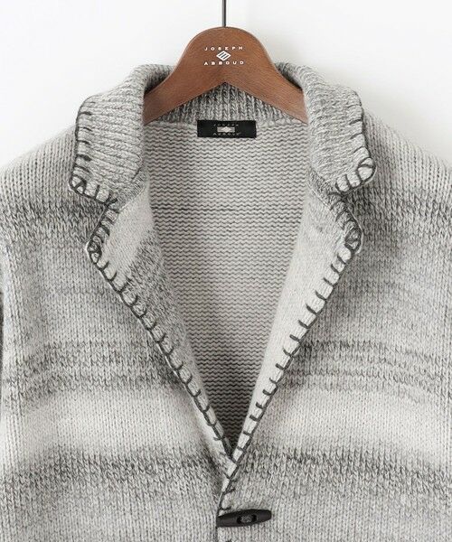 JOSEPH ABBOUD / ジョセフ アブード ニット・セーター | 【インポート素材/アルパカブレンド/軽い】アルパカブレンドかすりボーダー ニット ジャケット | 詳細4